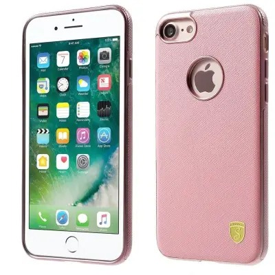 ShenGo Leather Skin TPU Cover (iPhone 8/7) - Svart