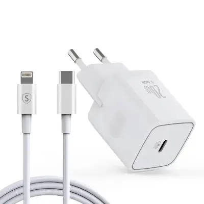 SiGN Extrem Snabbladdare USB-C PD&USB-C till Lightning Kabel 1m,20W