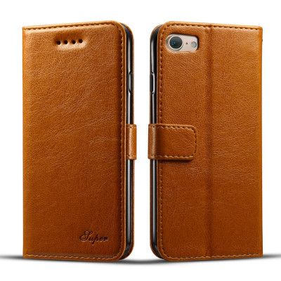 Super Plånboksfodral av konstälder till iPhone 8/7 - Camel