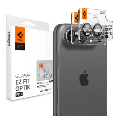 Spigen [2-Pack] Härdat Glas Kameralinsskydd För iPhone Duo EZ Fit Optik Pro