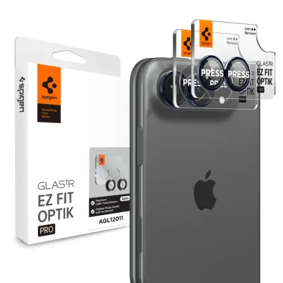 Spigen [2-Pack] Härdat Glas Kameralinsskydd För iPhone Duo EZ Fit Optik Pro