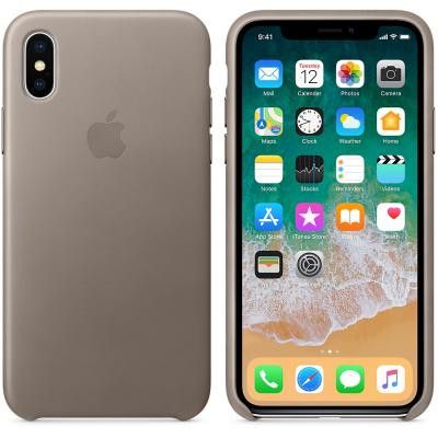 Apple iPhone X Läderskal - Mullvadsgrå