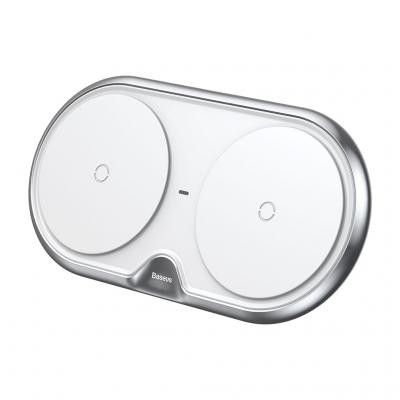 Baseus Premium Dual trådlösa laddare - Silver