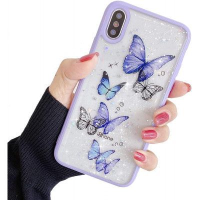 Bling Star Butterfly Skal till iPhone X / XS - Lila