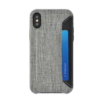 BRECCA FABRIC COVER W/CARD HOLDER FITS IPHONE X SWEET GREY