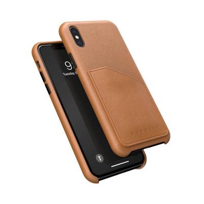 Bugatti Londra Skal med kortplats till iPhone X/Xs cognac