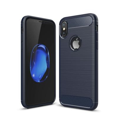 Carbon Fiber Brushed Mobilskal till iPhone XS / X - Blå