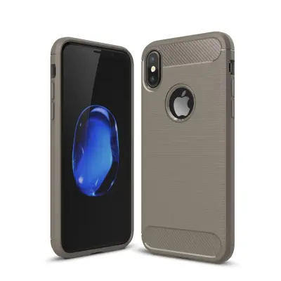 Carbon Fiber Brushed Mobilskal till iPhone XS / X - Grå