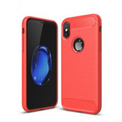 Carbon Fiber Brushed Mobilskal till iPhone XS / X - Röd