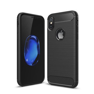 Carbon Fiber Brushed Mobilskal till iPhone XS / X - Svart