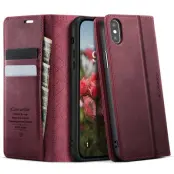 CASEME 033 iPhone XS/X Skal RFID Blocker Läder Röd