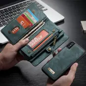 CASEME Detachable 2-in-1 KonstLäder Plånboksfodral Mobilskal iPhone X - Grön