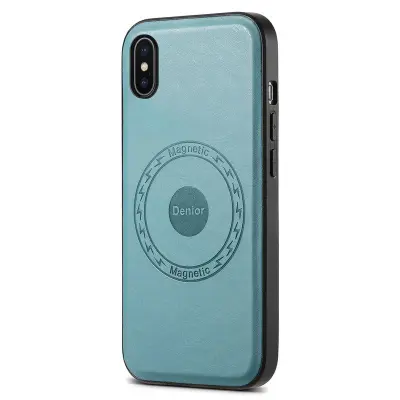 DENIOR iPhone X / XS Fodral MagSafe Kompatibel Konstläder Blå