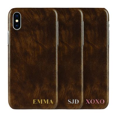 Designa själv - iPhone XS/X konstläder skal - BRUN