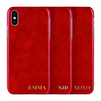 Designa själv - iPhone XS/X konstläder skal - RÖD