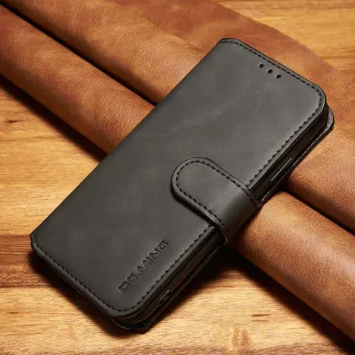 DG.MING Retro Wallet Mobilskal för iPhone XS 5.8 tum - Svart