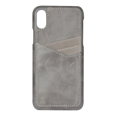Essentials Triple Card Läder Cover till iPhone XS / X - Grå