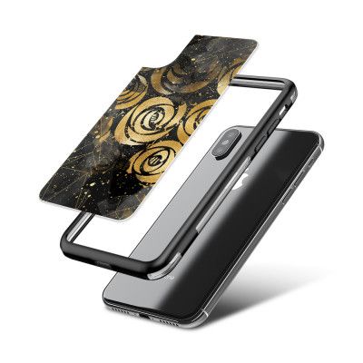 Fashion mobilskal till Apple iPhone X - Gold flowers