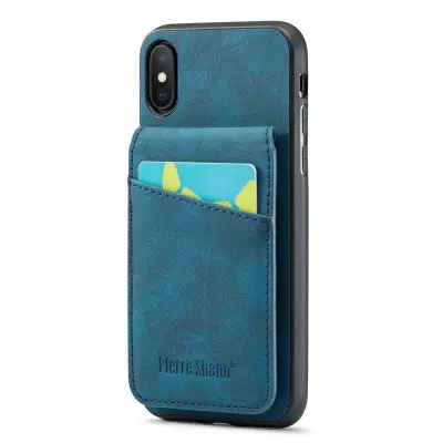 FIERRE SHANN för iPhone X / XS 5.8 tum Fodral - KonstLäder - Blå