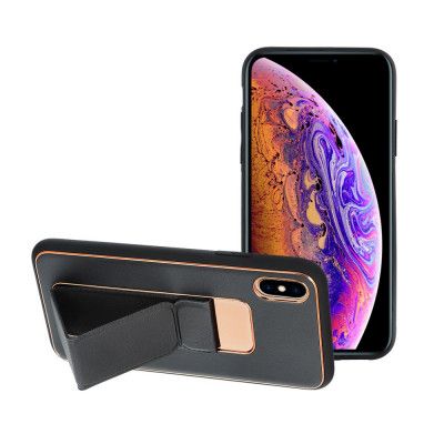 Forcell Leather skal Kickstand till iPhone X Svart