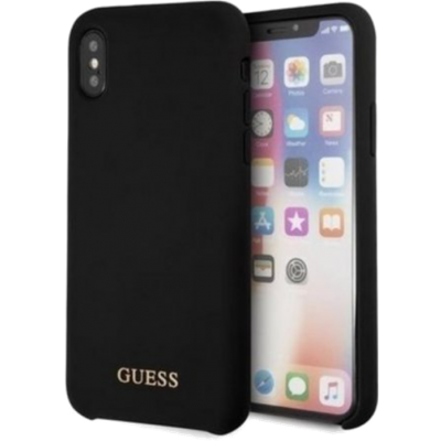 GUESS GOLD LOGO Silikonfodral för iPhone X/XS - Svart
