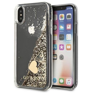 Guess iPhone X/XS Skal Glitter Charms - Guld