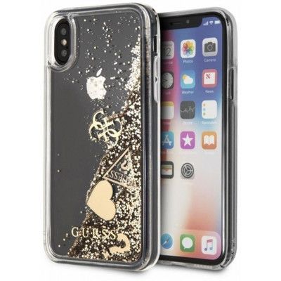 Guess Liquid Glitter Case - Hearts (iPhone X/Xs)