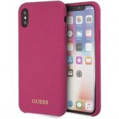 Guess Silicone Case Gold Logo (iPhone X/Xs) - Rosa