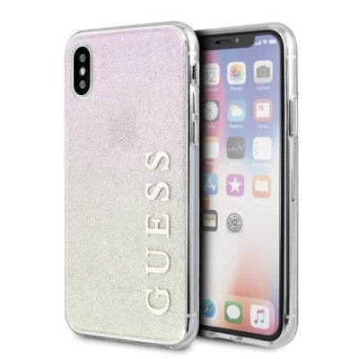 Guess Skal iPhone X / Xs Gradient Glitter - Rosa Guld