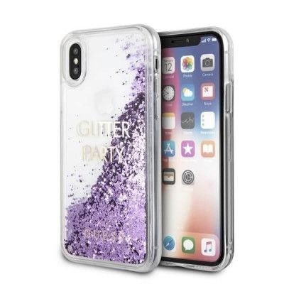 Guess Skal iPhone X/Xs Liquid Glitter Party - Fioletlila