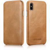 iCarer Curved Edge Vintage Leather Case (iPhone X/Xs) - Beige