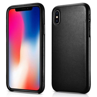 iCarer iPhone X/XS Skal Äkta Läder - Svart