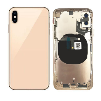 iPhone XS Komplett Baksida i Glas med Ram - Guld