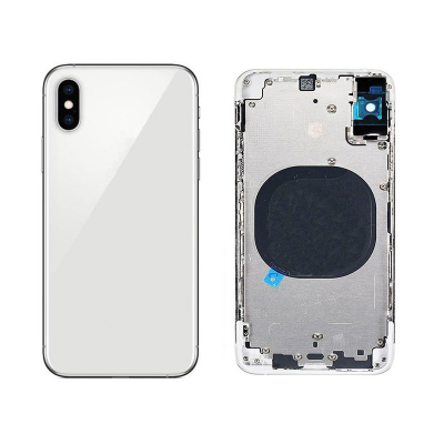 iPhone XS Komplett Baksida i Glas med Ram - Silver