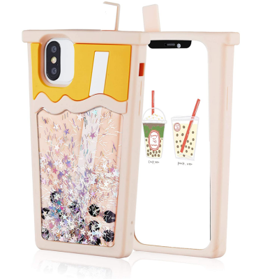 iPhone X/XS Mobilskal Boba Milk Tea Glitter - Rosa