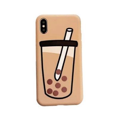 iPhone X/XS Mobilskal Boba Milk Tea Silikon - Brun