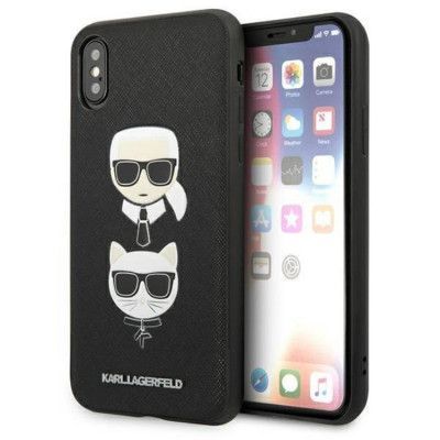 Karl Lagerfeld iPhone X/XS Skal Saffiano Ikonik Karl & Choupette Head