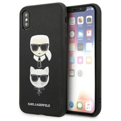 Karl Lagerfeld iPhone X/XS Skal Saffiano Ikonik Karl&Choupette Head