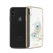 Kingxbar Skal Med Swarovski Stenar till iPhone XS / X - Peacock Feather