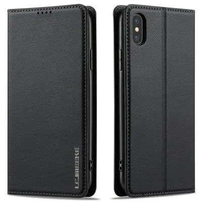 LC.IMEEKE L1 Series iPhone XS/X Plånboksfodral Konstläder - Svart