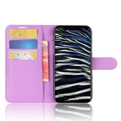 Litchi Plånboksfodral till iPhone XS / X - Lila