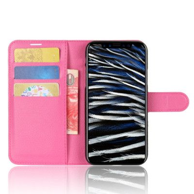 Litchi Plånboksfodral till iPhone XS / X - Magenta