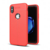 Litchi Skin TPU Mobilskal till iPhone XS / X - Röd