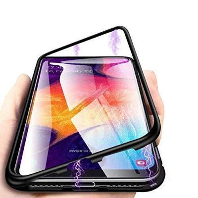 Magnetic Metallram Härdat Glas Skal Heltäckande iPhone X/Xs - Svart