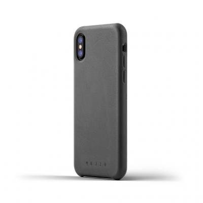 Mujjo läderfodral för iPhone XS / X - Grå
