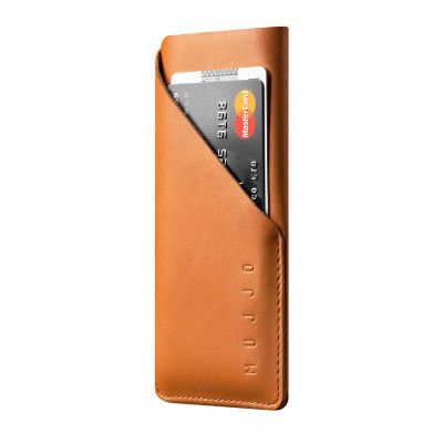 Mujjo Leather Wallet Sleeve av äkta läder iPhone XS / X - Tan