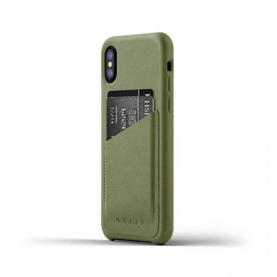 Mujjo Plånboksfodral av äkta läder för iPhone XS / X - Oliv