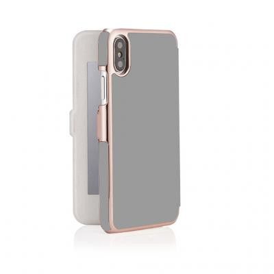 Pipetto Slim Wallet Mirror för iPhone X/XS - Grå/Rose guld