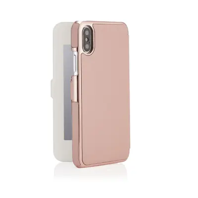 Pipetto Slim Wallet Mirror för iPhone X/XS - Rosa/Rose guld
