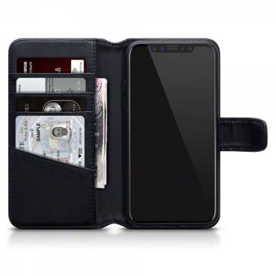 Plånboksfodral av äkta läder till Apple iPhone X - Svart